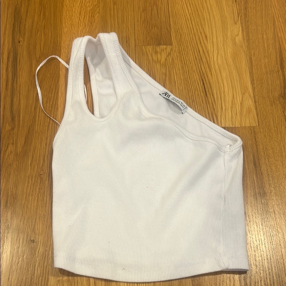 Zara Asymmetrical White Tank Top